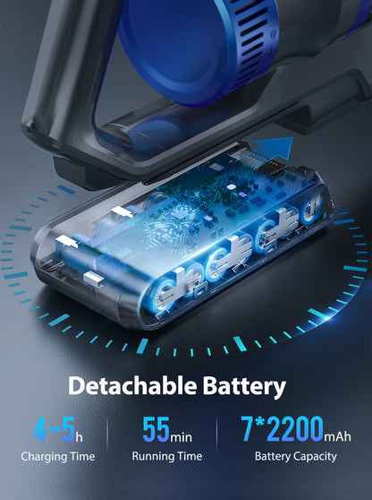 Buture JR500 Cordless Vacuum Cleaners 55 Mins 36KPA Suction Power Home Appliance 1.2L Dust Cup Removable Battery Handheld