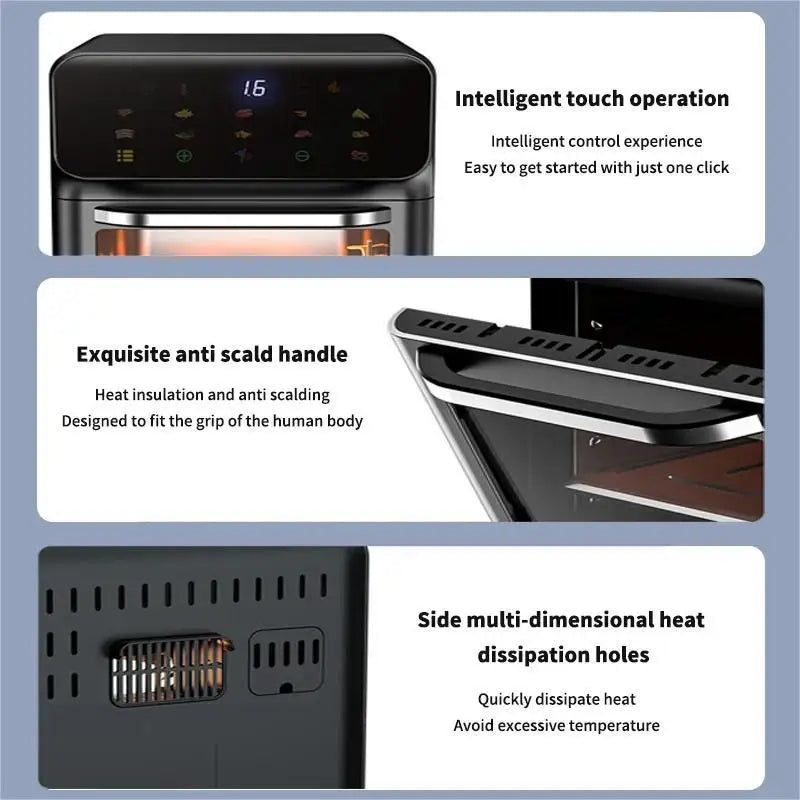 10l intelligent oil-free wide capacity air fryer with 360 ° convection visualization for kitchen and house applications