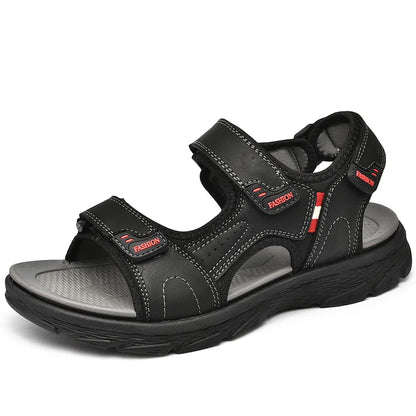 Classic Men's Sandals Summer Genuine Leather Beach Sandals Fashion Men's Casual Shoes Wading Sandals Outdoor Sneakers Plus Size