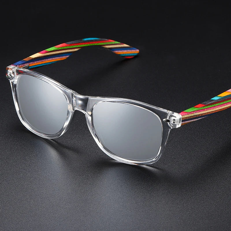 gm polarized pc frame with wooden legs sunglasses for men or women color wooden temples s5062