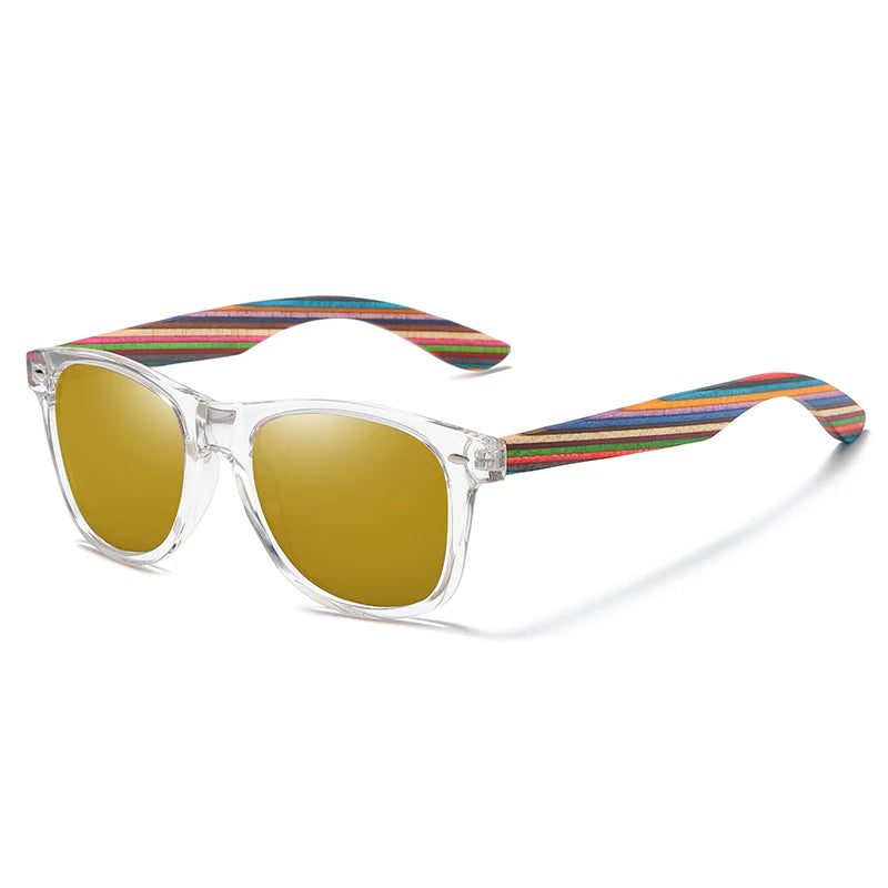 gm polarized pc frame with wooden legs sunglasses for men or women color wooden temples s5062