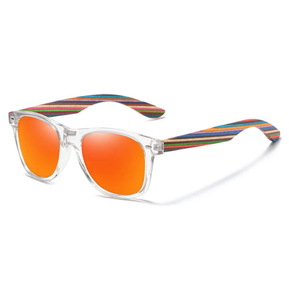 GM Polarized PC Frame With Wooden Legs Sunglasses for Men or Women Color Wooden Temples S5062