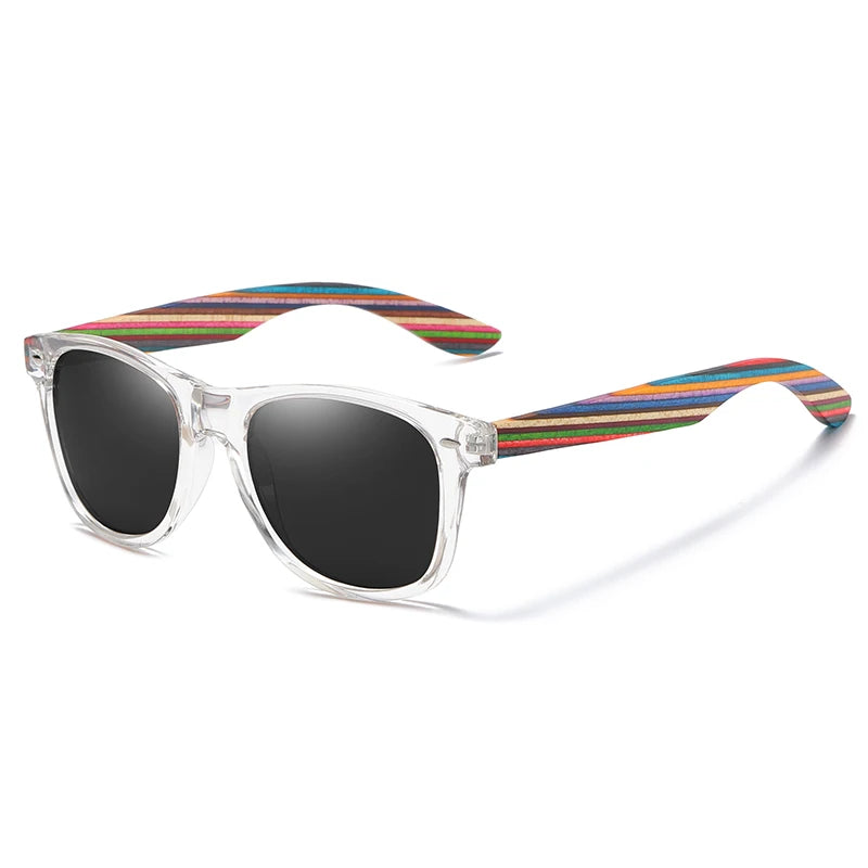 gm polarized pc frame with wooden legs sunglasses for men or women color wooden temples s5062