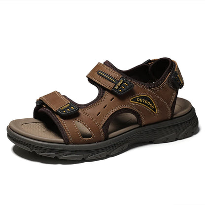Classic Men's Sandals Summer Genuine Leather Beach Sandals Fashion Men's Casual Shoes Wading Sandals Outdoor Sneakers Plus Size