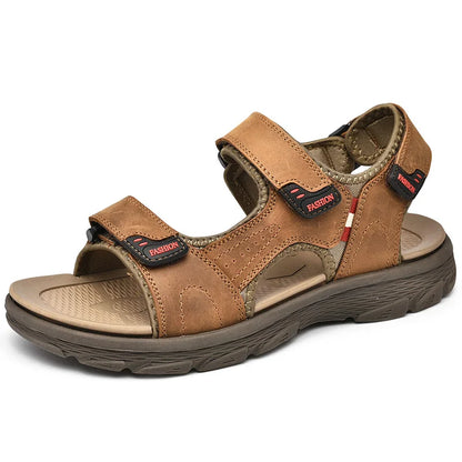 Classic Men's Sandals Summer Genuine Leather Beach Sandals Fashion Men's Casual Shoes Wading Sandals Outdoor Sneakers Plus Size