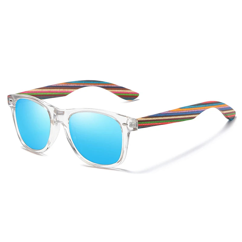 gm polarized pc frame with wooden legs sunglasses for men or women color wooden temples s5062