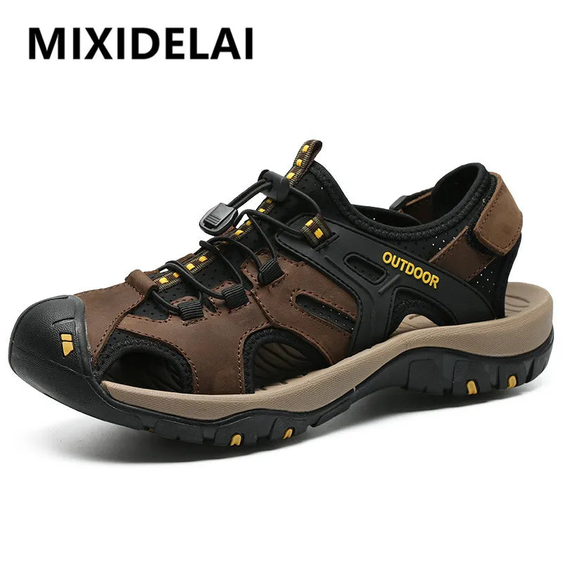 hot sale summer men's sandals outdoor non-slip men's beach sandals handmade genuine leather men's shoes fashion men sneakers