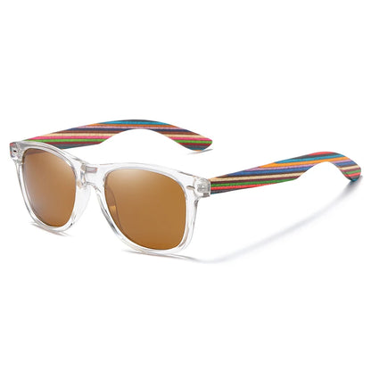 GM Polarized PC Frame With Wooden Legs Sunglasses for Men or Women Color Wooden Temples S5062