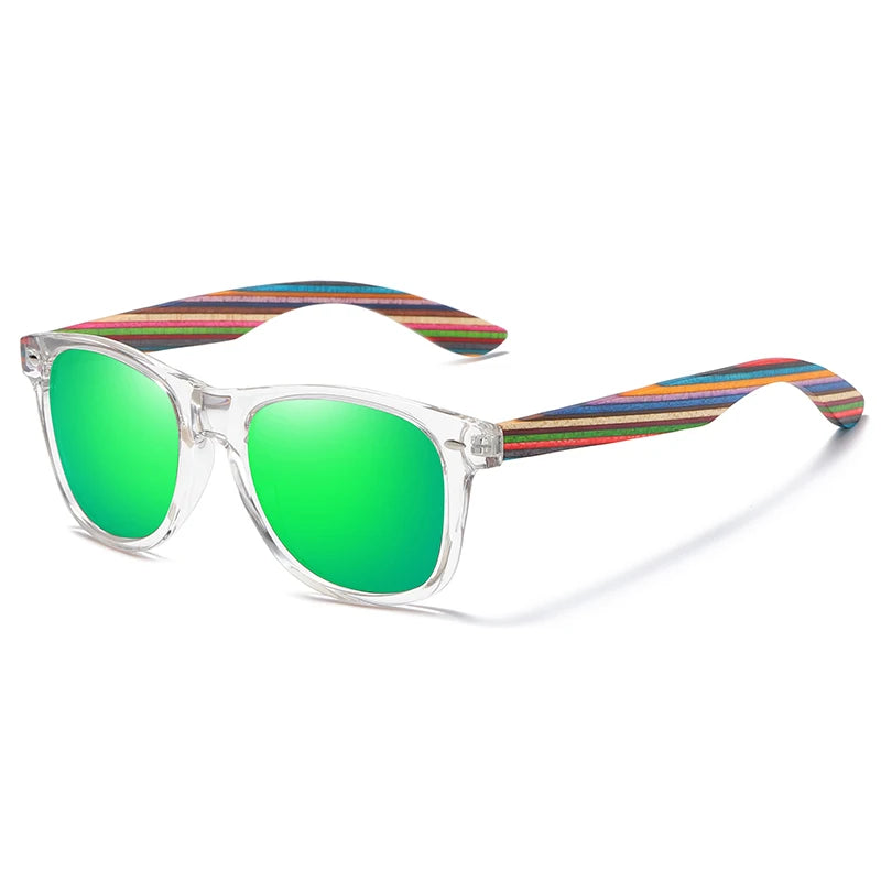 gm polarized pc frame with wooden legs sunglasses for men or women color wooden temples s5062