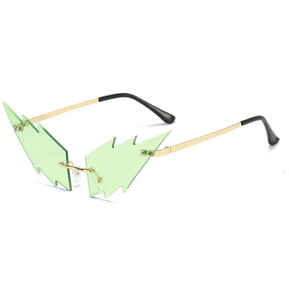 Luxury Fashion Lightning Flame Sunglasses Women Rimless Wave Sun Glasses Metal Shades Vintage Steampunk Sunglasses Women UV400