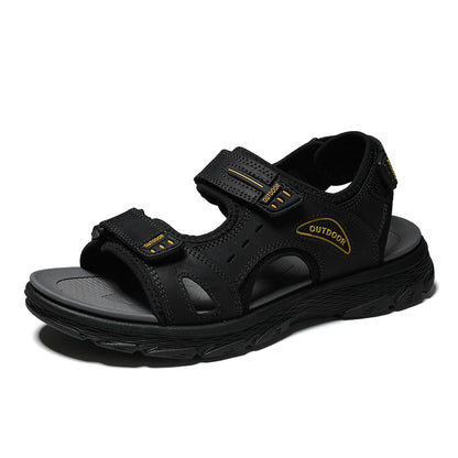 Classic Men's Sandals Summer Genuine Leather Beach Sandals Fashion Men's Casual Shoes Wading Sandals Outdoor Sneakers Plus Size