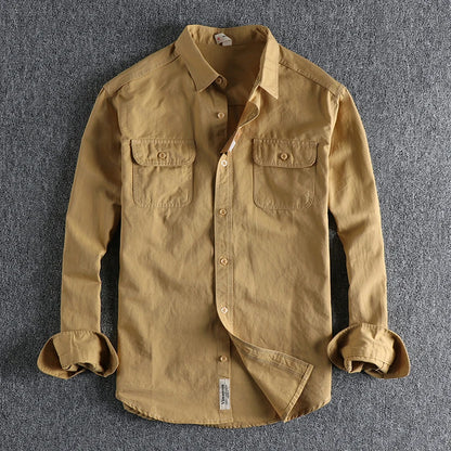Multi-colored Retro Stripe Cotton Shirt Men's Long Sleeve Spring Autumn New Fashion Daily Dressed Up Workwear Shirt