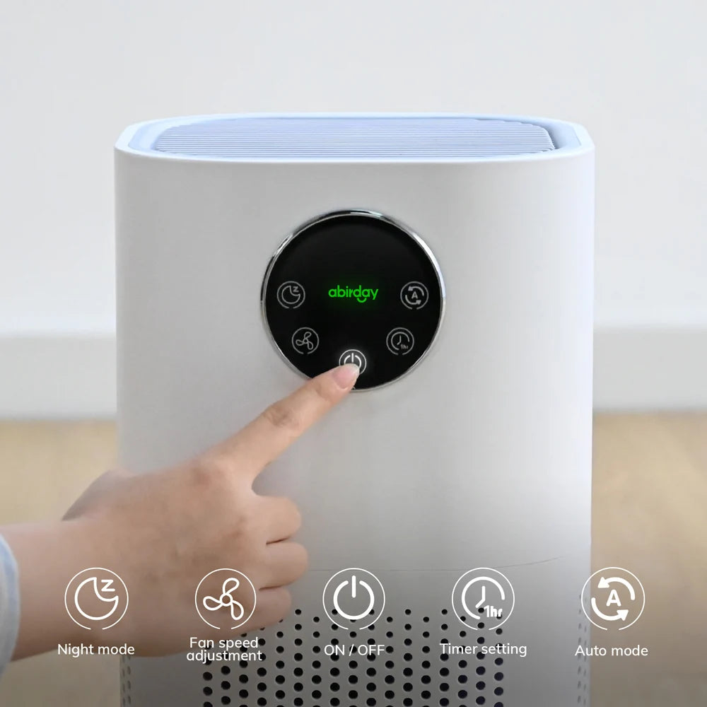 air purifier with humidifier combo for home allergies and pets hair, smokers in bedroom, h13 true hepa filter，2-in-1
