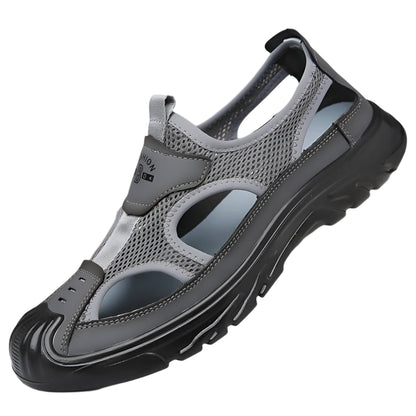 Summer Breathable Men's Baotou Sandals Hollowed Out Mesh Shoes Outdoor Non-slip Lightweight Sports Casual Beach Shoes