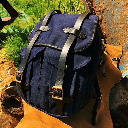 American Retro Durable Travel Backpack Canvas Vintage Backpack With Cowhide Shoulder Strap and YKK Zipper High quality for men