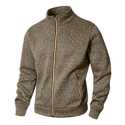 Men's Stand Collar sweatshirts casual zipper Cardigan Jacket outdoor Long Sleeve Solid Color Pullover Lightweight Streetwear