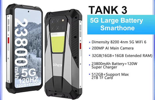 Unihertz 8849 Tank 3 Rugged Smartphone Android 14 23800mAh 5G Outdoor Cell Phone Unlocked 32GB +512GB Phone Dimensity 8200 CPU