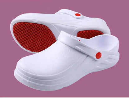 Men's Slippers Non-slip Waterproof Oil Proof Slippers Women Kitchen Work Cook Shoes Chef Hotel Big Size 36-47