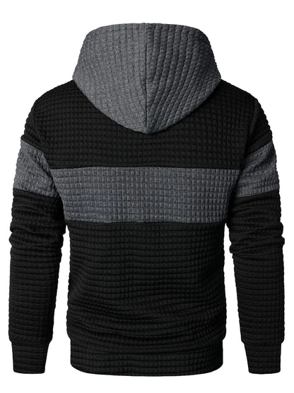 Men's fashion loose color matching hoodie casual breathable long sleeve hoodie street outdoor activities