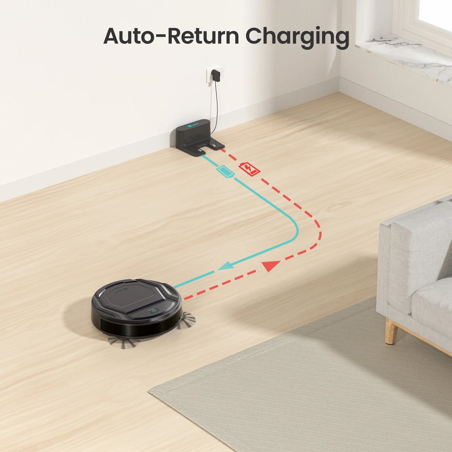 lefant m210 pro robot vacuum cleaner, 2200pa powerful suction, 120 mins runtime, automatic self-charging, wi-fi/app/alexa contro