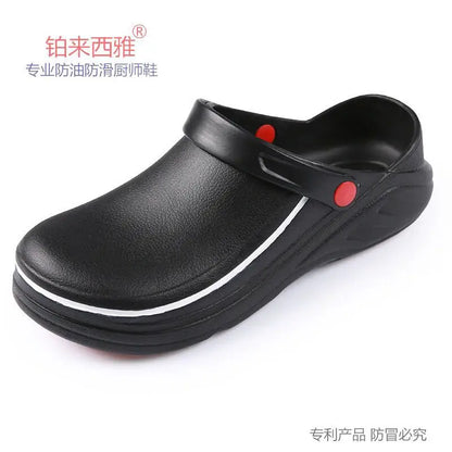 Men's Slippers Non-slip Waterproof Oil Proof Slippers Women Kitchen Work Cook Shoes Chef Hotel Big Size 36-47