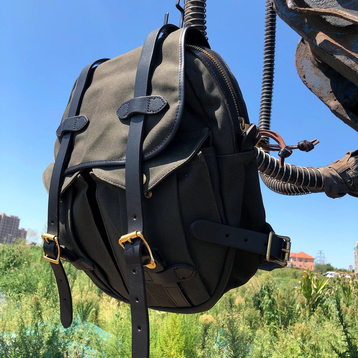 american retro durable travel backpack canvas vintage backpack with cowhide shoulder strap and ykk zipper high quality for men