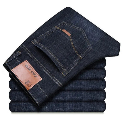 Men's Fashion Business Casual Stretch Slim Jeans Classic Style Male Denim Trousers Black Blue Casual Jean Pants for Shopping