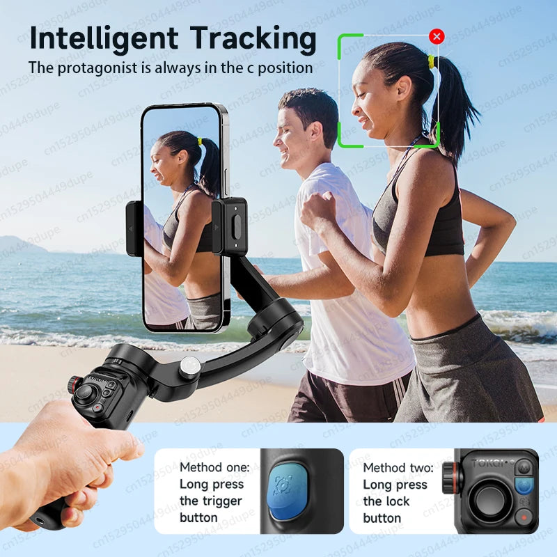 m02 mobile phone stabilizer 3-axis foldable gimbal with removable magnetic remote control for android iphone 15 pro max vlog