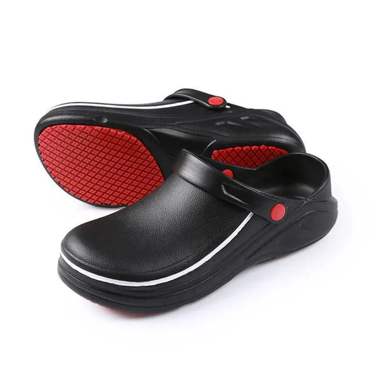 Men's Slippers Non-slip Waterproof Oil Proof Slippers Women Kitchen Work Cook Shoes Chef Hotel Big Size 36-47