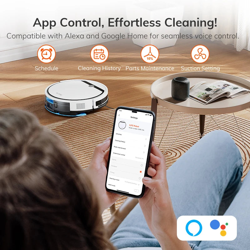 ilife v3x robot vacuum and mop combo, v3s pro upgraded, compatible with alexa/google/wifi, 120mins, 3000pa, ideal for pet hair