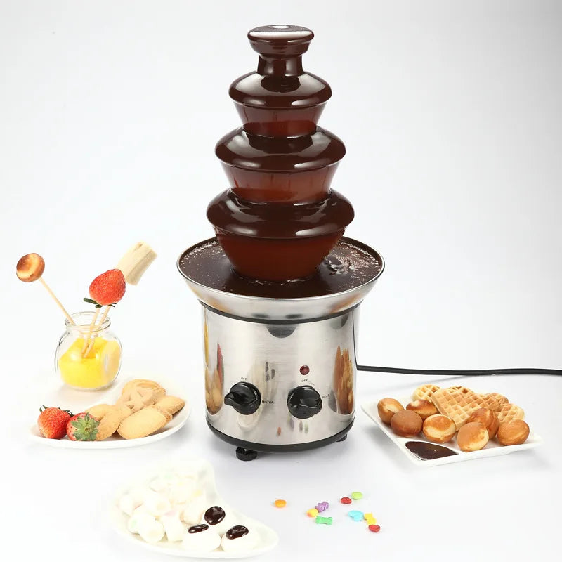220v professional chocolate fountain machine with four tiers for hotel buffet and party