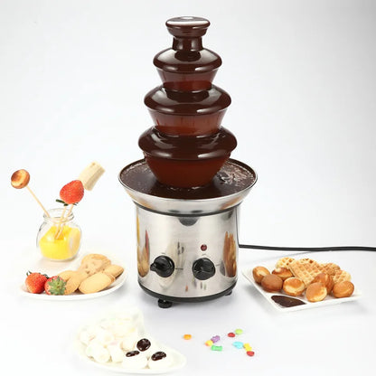 220V Professional Chocolate Fountain Machine with Four Tiers for Hotel Buffet and Party