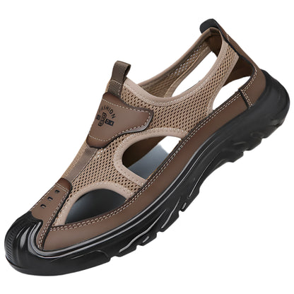 Summer Breathable Men's Baotou Sandals Hollowed Out Mesh Shoes Outdoor Non-slip Lightweight Sports Casual Beach Shoes