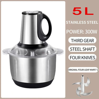 220V Electric Meat Grinder Stainless Steel Large Capacity Multifunctional Auxiliary Food Machine Meat Grinder 3 Gears Adjustment