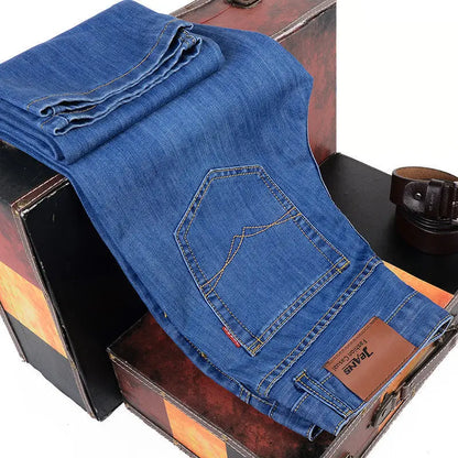 Men's Fashion Business Casual Stretch Slim Jeans Classic Style Male Denim Trousers Black Blue Casual Jean Pants for Shopping