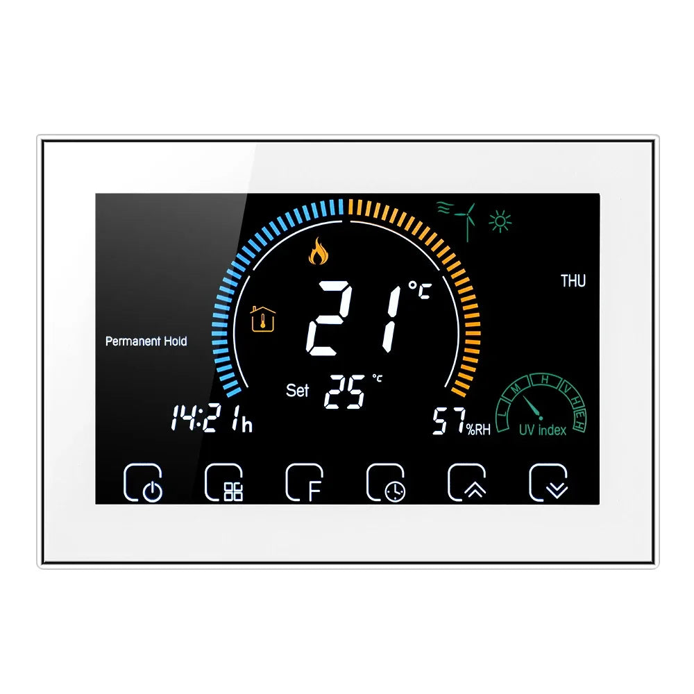 tuya wi-fi smart large colorful screen room  air thermostat programmable wifi for switch heating cooler bridge voice alexa