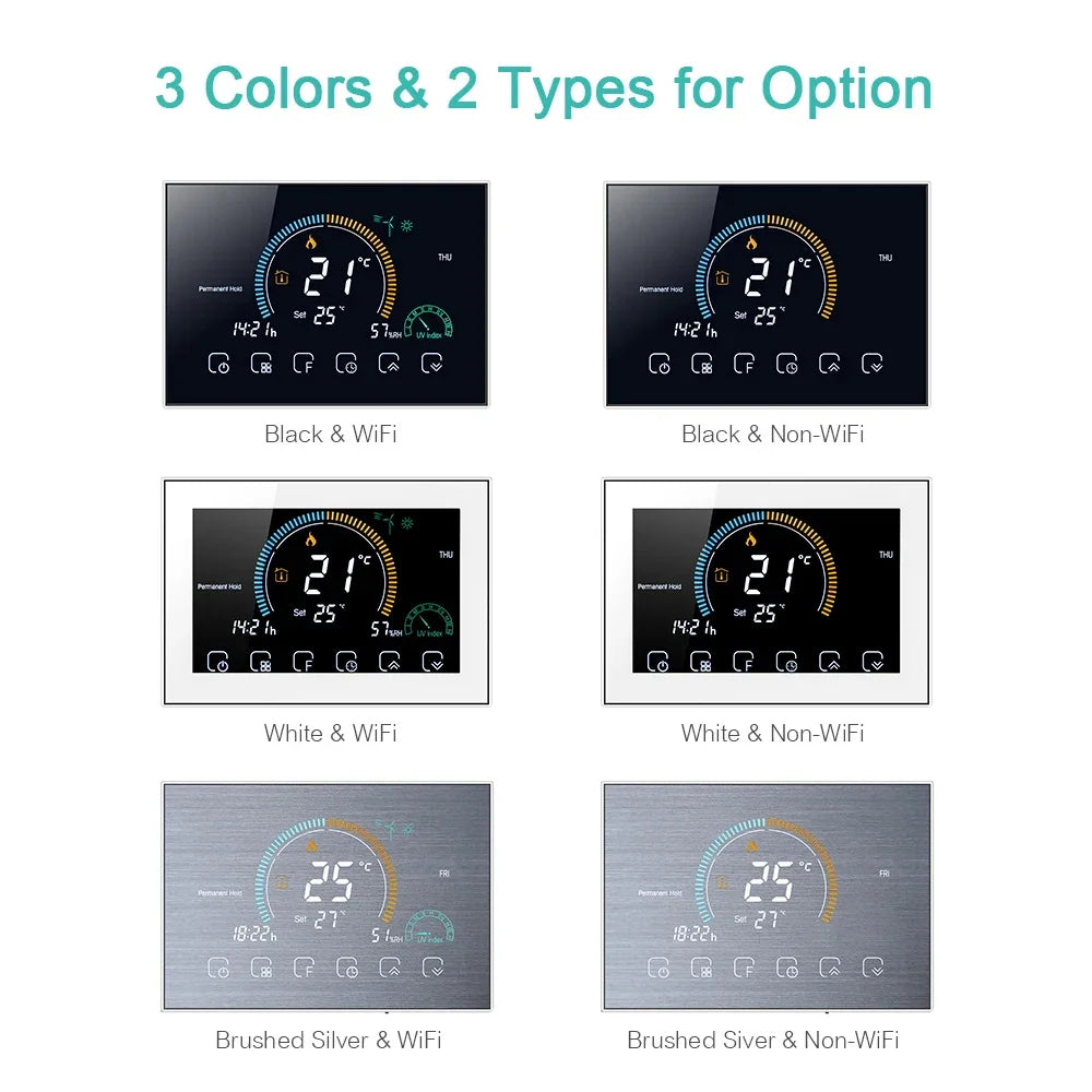tuya wi-fi smart large colorful screen room  air thermostat programmable wifi for switch heating cooler bridge voice alexa