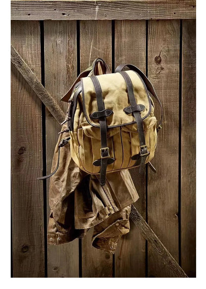 American Retro Durable Travel Backpack Canvas Vintage Backpack With Cowhide Shoulder Strap and YKK Zipper High quality for men