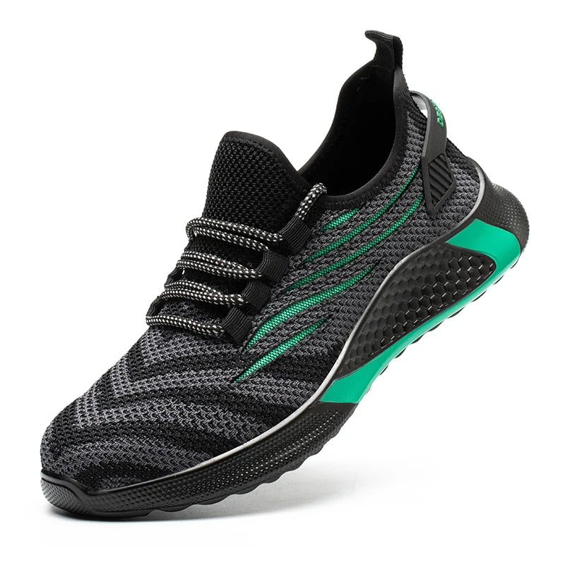 men's lightweight safety work shoes anti-puncture breathable mesh indestructible working sneakers lace-up ankle boots