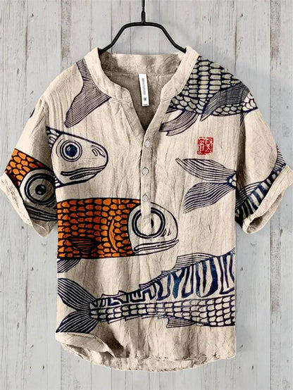 Spring and summer men's and women's shirts independent station casual Hawaiian style shirts men's tops 100% linen new hot sale