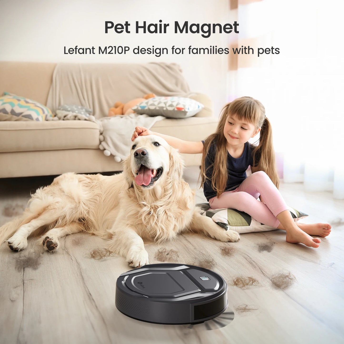lefant m210 pro robot vacuum cleaner, 2200pa powerful suction, 120 mins runtime, automatic self-charging, wi-fi/app/alexa contro