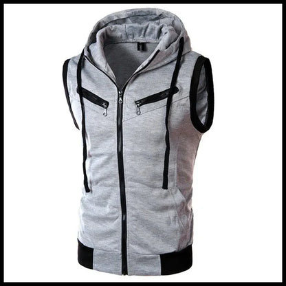 Men Summer Hooded Zipper Vest Mens Clothes Camouflage Tank Top Fitness Sweatshirt Sportswear Clothing Sleeveless Tanktop