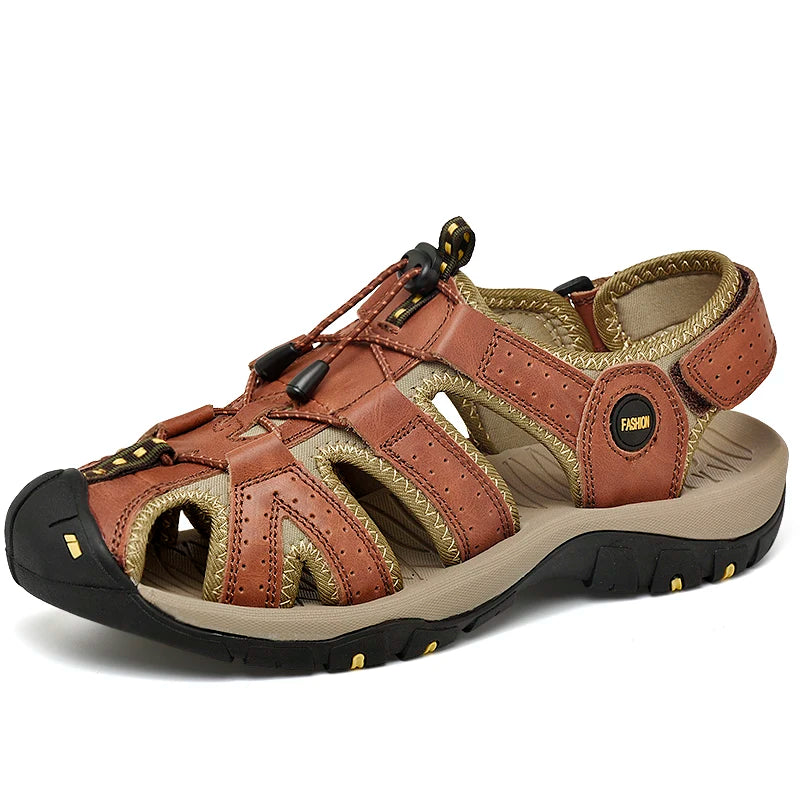 hot sale summer men's sandals outdoor non-slip men's beach sandals handmade genuine leather men's shoes fashion men sneakers