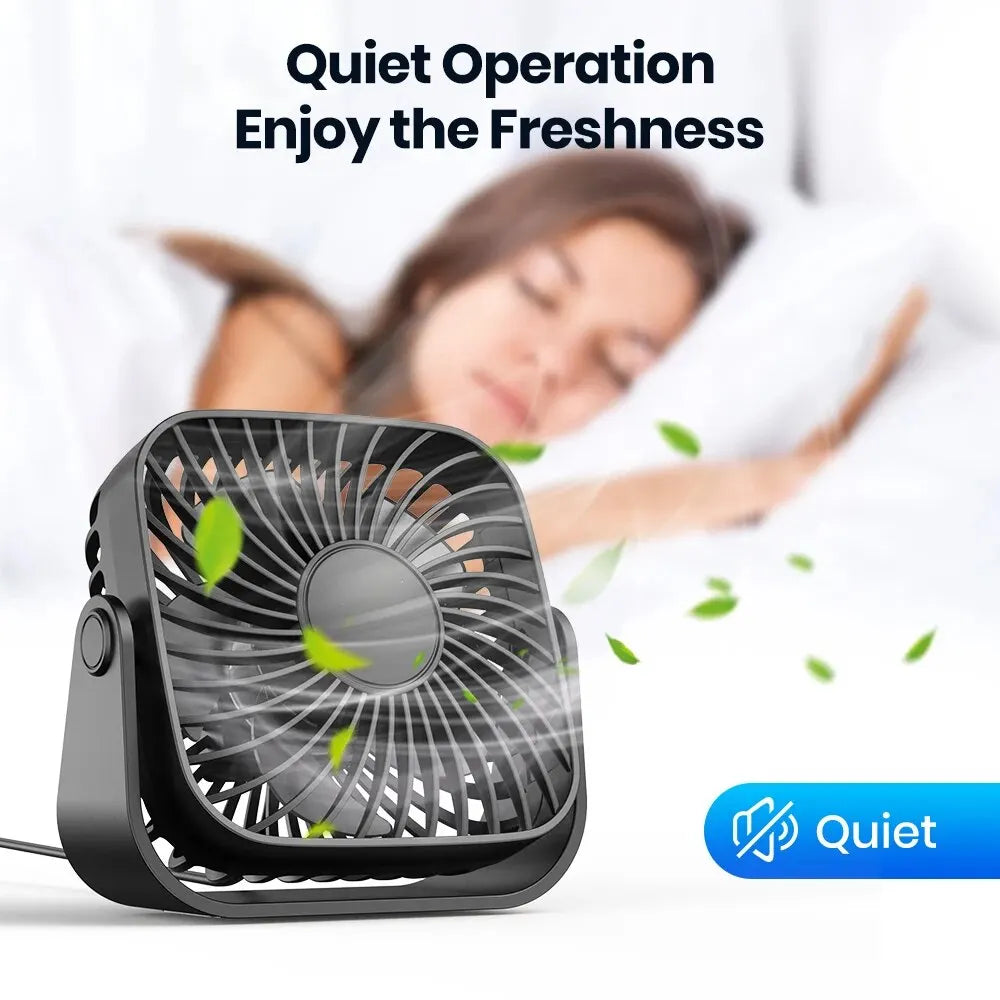 topk 4inch usb mini portable fan for camping,3 speeds quiet desk table personal fan,360°adjustment standing fans for room home