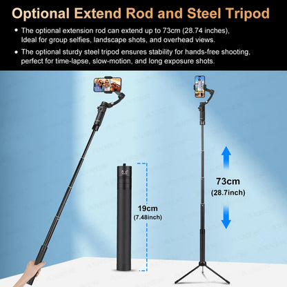 AXNEN M02 Gimbal Smartphone Stabilizer 3-Axis Anti-shake Video Record Handheld Selfie Gimbals for iPhone Android Face Tracking