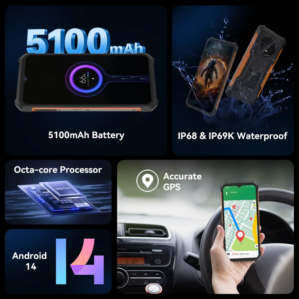 cubot kingkong es ultra-thin rugged android smartphone, 16gb ram(6gb+10gb), 128gb rom, 6.56" 90hz screen, 48mp camera, 4g phone