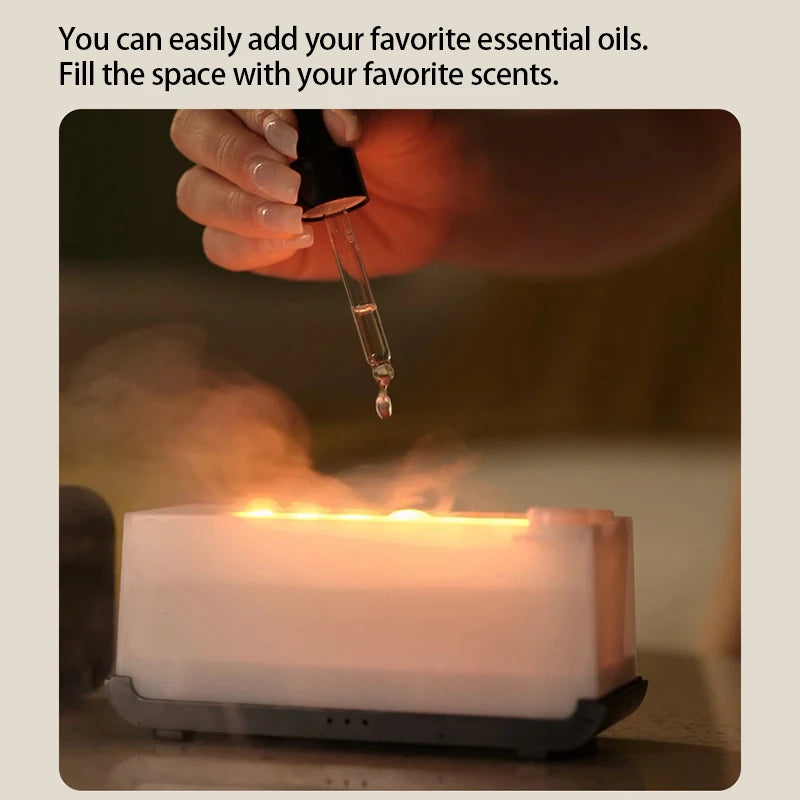 new simulation flame aromatherapy machine mini air humidifier led colorful light timer humidifier home perfume diffuser
