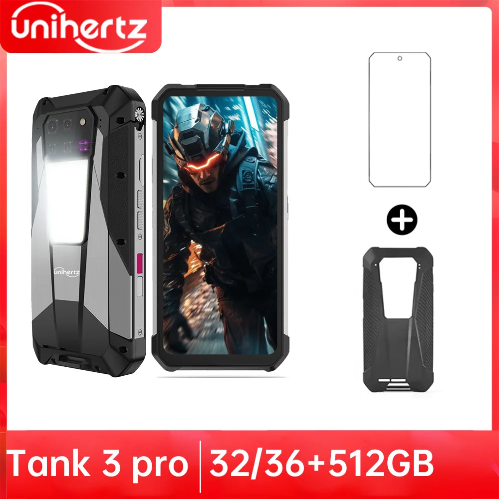 us eu mx warehouse unihertz tank 3 pro 8849 with 100 lumens 5g projector phone,32gb/36gb ram,512gb rom,23800mah 120w,200mp, nfc