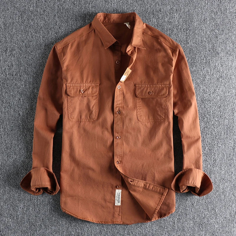 multi-colored retro stripe cotton shirt men's long sleeve spring autumn new fashion daily dressed up workwear shirt
