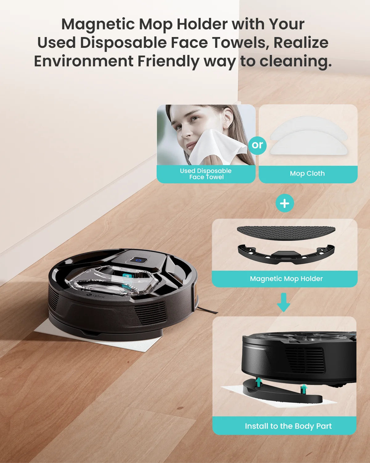 lefant m320 cordless robot vacuum cleaner and mop, 6000pa ,210 mins runtime,self-charging,ideal for hard floor, pet hair,carpet